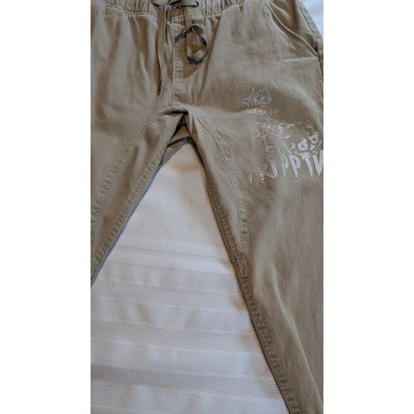 Ring Of Fire Tan Twill Moto Joggers Unisex Size XL Pull-on Trippin Graphic - Picture 6 of 9